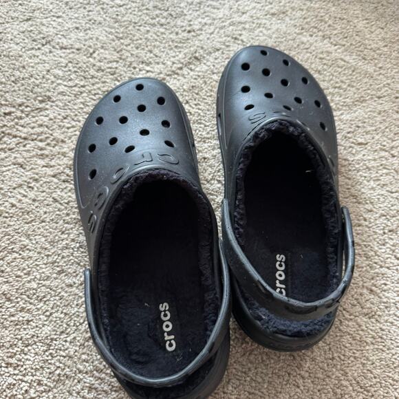 Crocs Classic Style in Black Sherpa Lined Slip On Shoes Closed Toe Men's Size 11 - Picture 9 of 11
